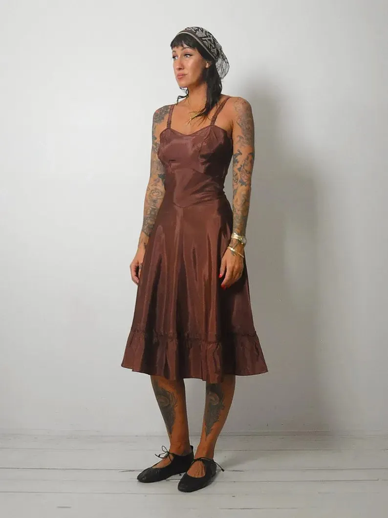 1950's Copper Bias Slip Dress