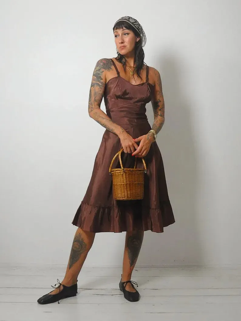 1950's Copper Bias Slip Dress