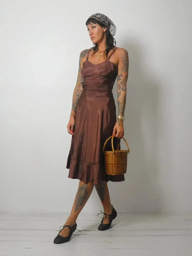 1950's Copper Bias Slip Dress