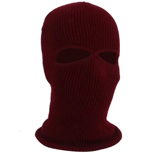 2 Holes Full Face Cover Hood Knitted Balaclava Face Mask