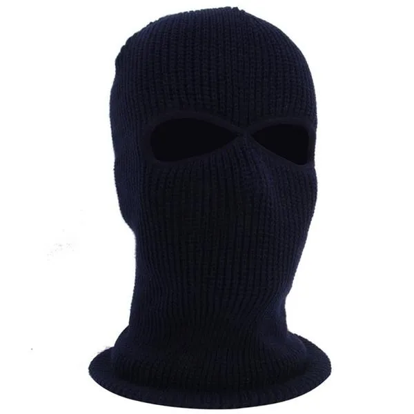 2 Holes Full Face Cover Hood Knitted Balaclava Face Mask