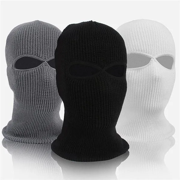 2 Holes Full Face Cover Hood Knitted Balaclava Face Mask