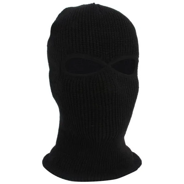 2 Holes Full Face Cover Hood Knitted Balaclava Face Mask