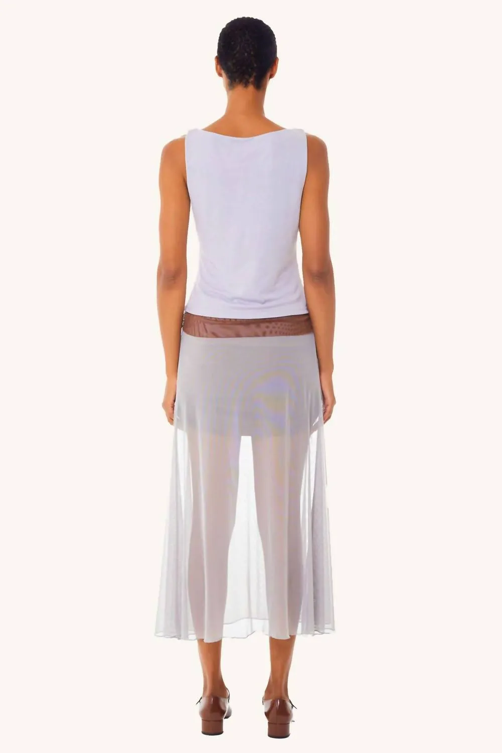 2-Way Mesh Midi Skirt In Mirage Gray