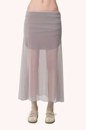 2-Way Mesh Midi Skirt In Mirage Gray