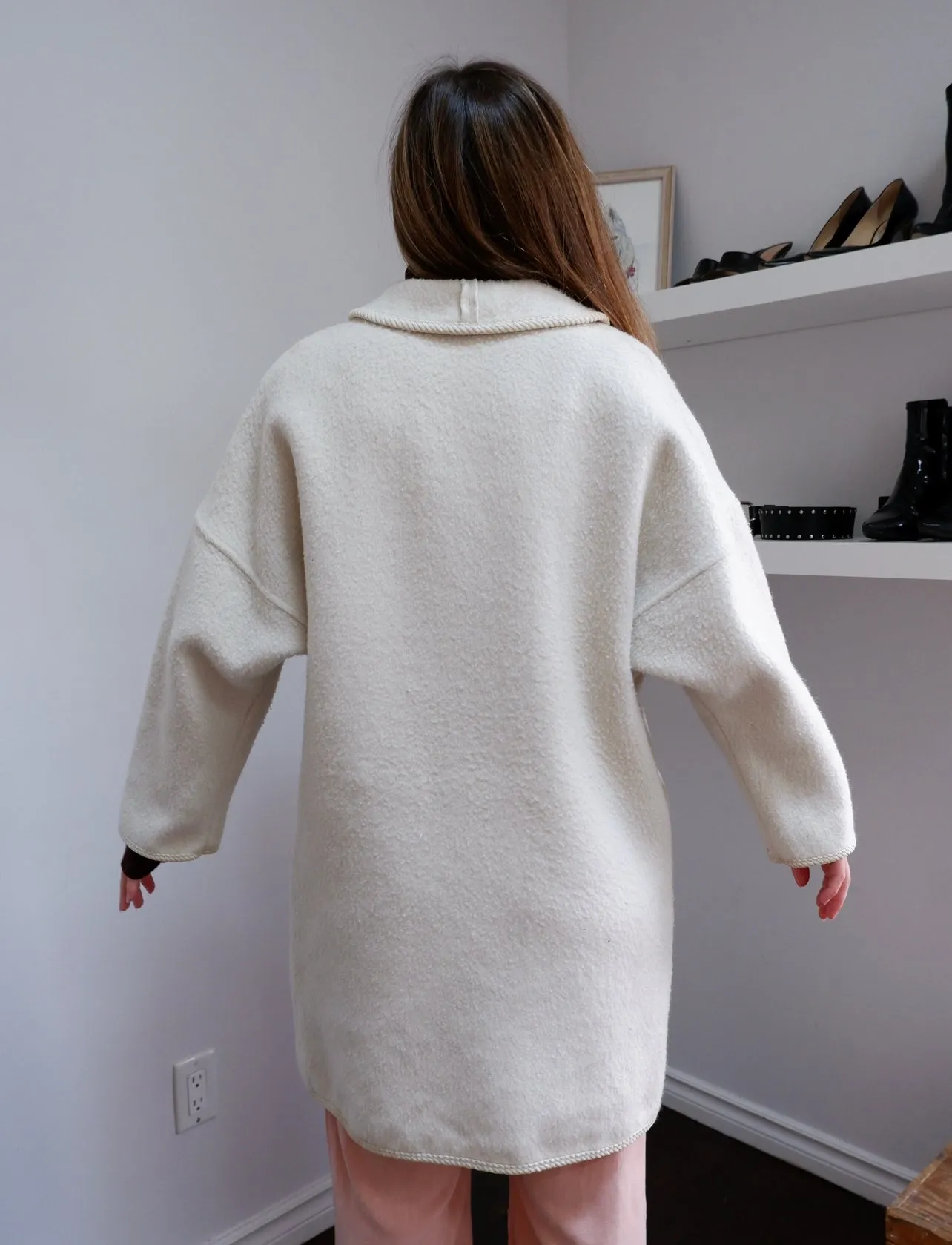 80s Cozy Wool Cocoon Coat - M/L