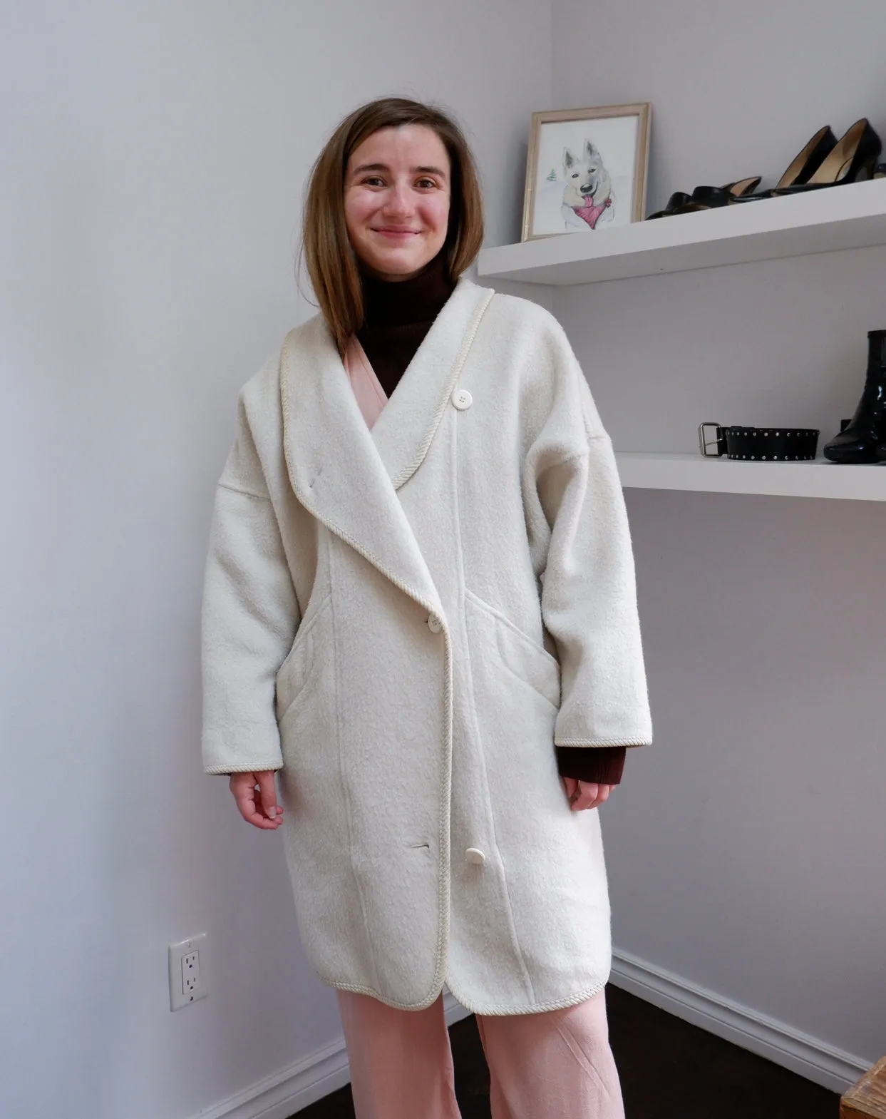 80s Cozy Wool Cocoon Coat - M/L