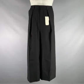 AMI by ALEXANDRE MATTIUSSI Size 30 Black Solid Wool Wide Leg Dress Pants