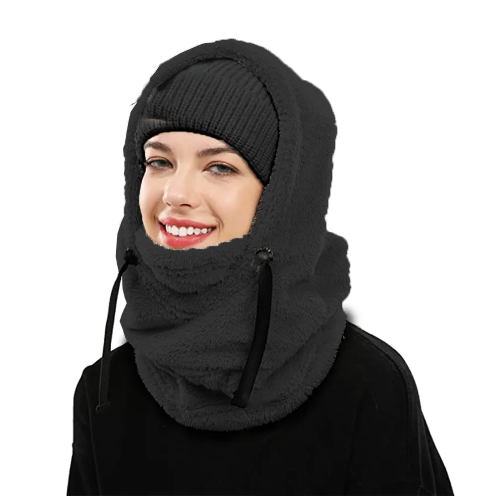 Balaclava Ski Mask Wind-Resistant Winter Face Mask Cycling  Warm Face Cover Hat Cap Black