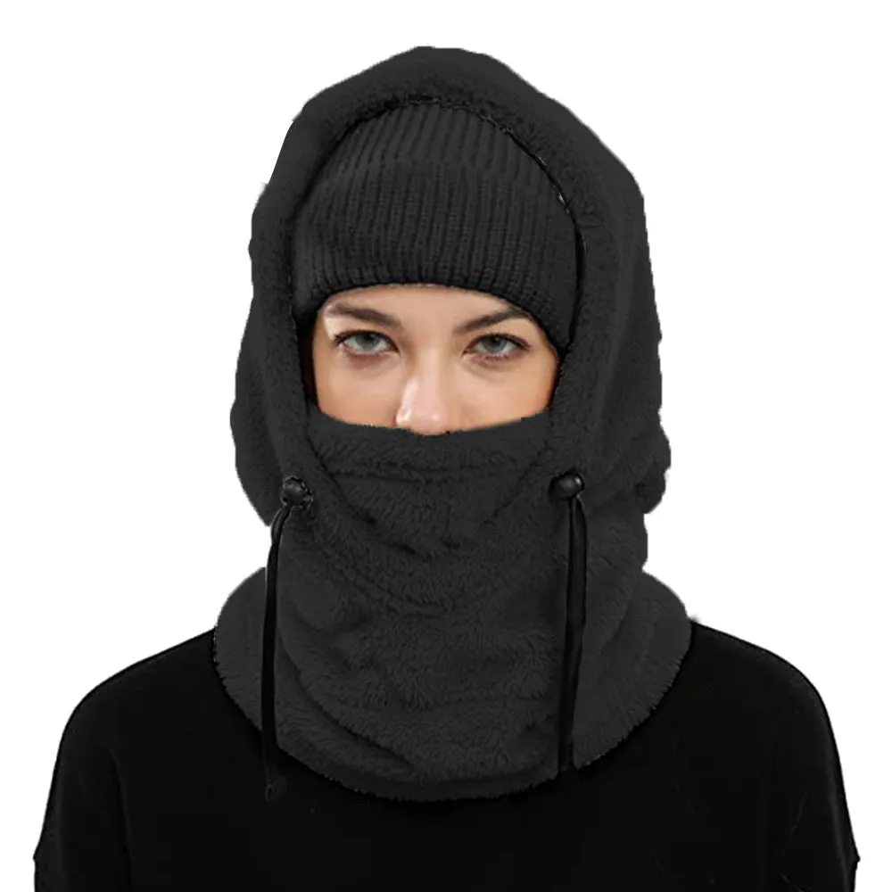 Balaclava Ski Mask Wind-Resistant Winter Face Mask Cycling  Warm Face Cover Hat Cap Black