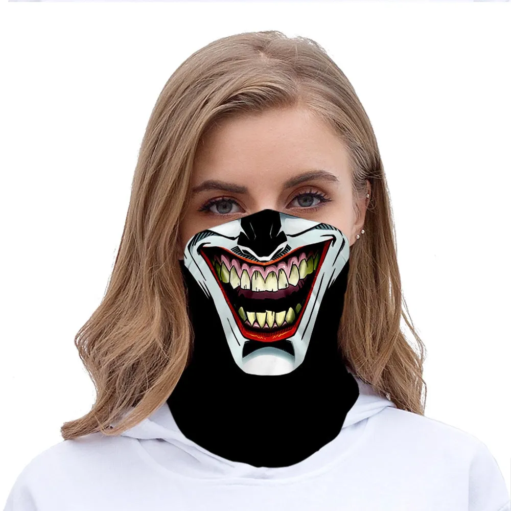 Bandana scarf neckerchief biker storm mask (motorcycle / ski / bike) - Laughing clown