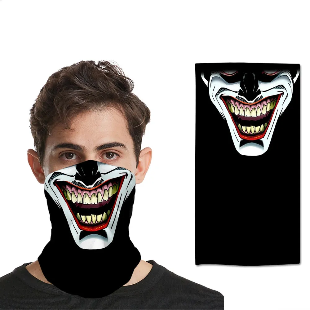 Bandana scarf neckerchief biker storm mask (motorcycle / ski / bike) - Laughing clown