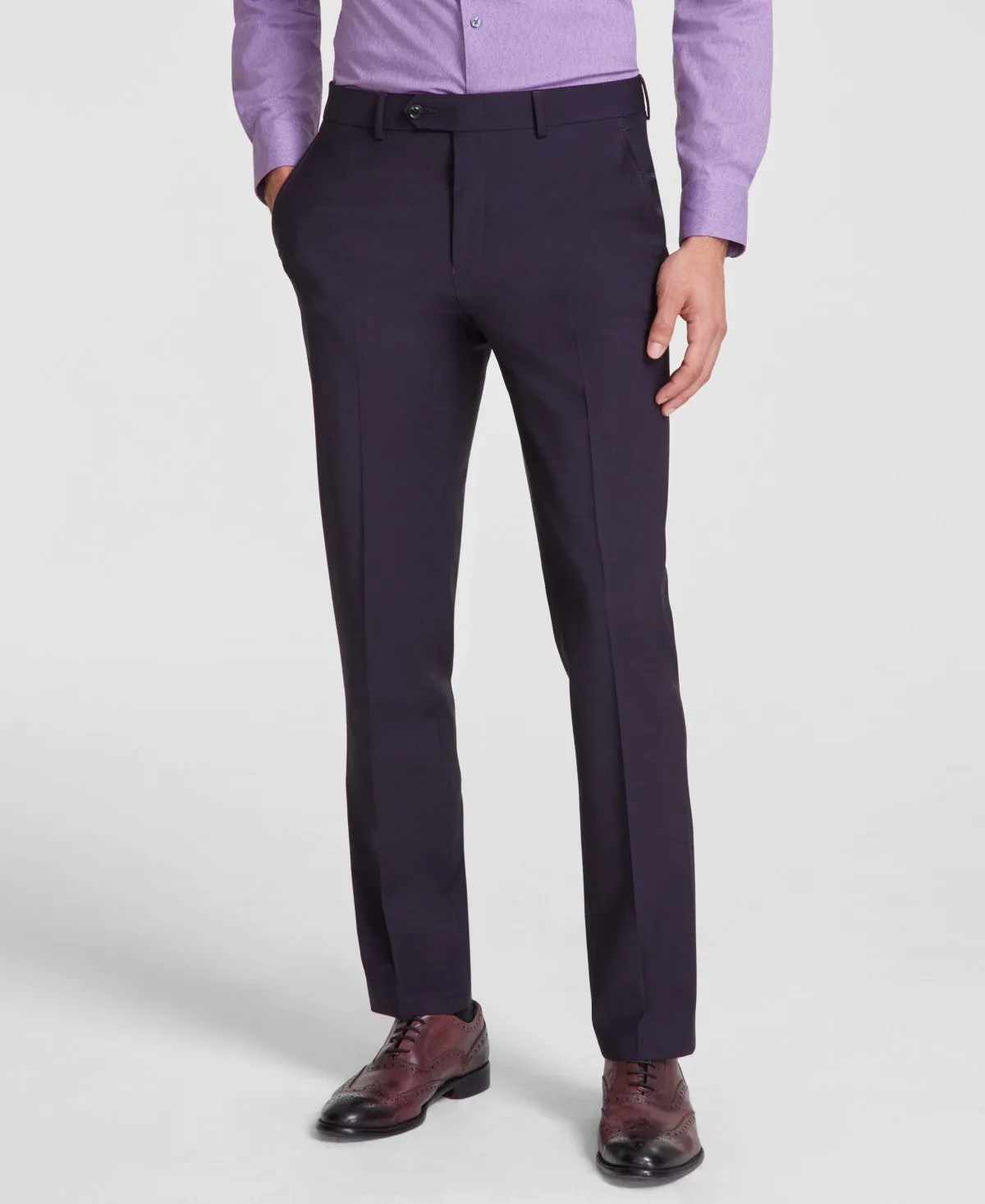 Bar Iii Mens Slim fit Dress Pants 36 / 32 Purple Solid Stretch