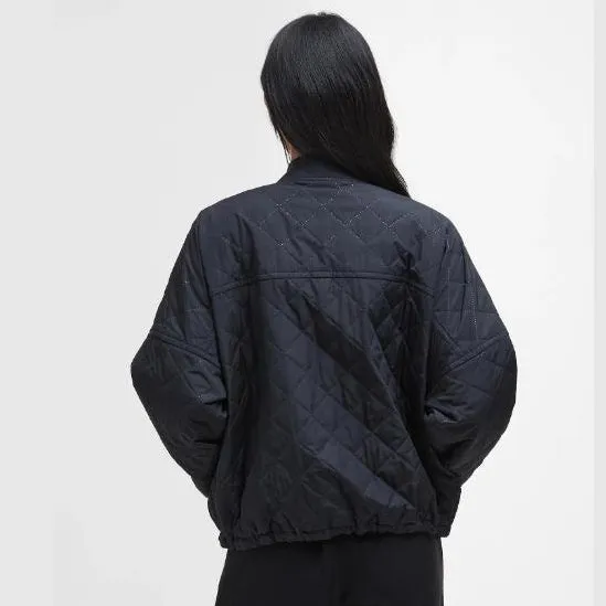 Barbour Emlyn Quilted Bomber Jacket In Black / Ancient