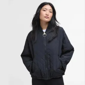 Barbour Emlyn Quilted Bomber Jacket In Black / Ancient