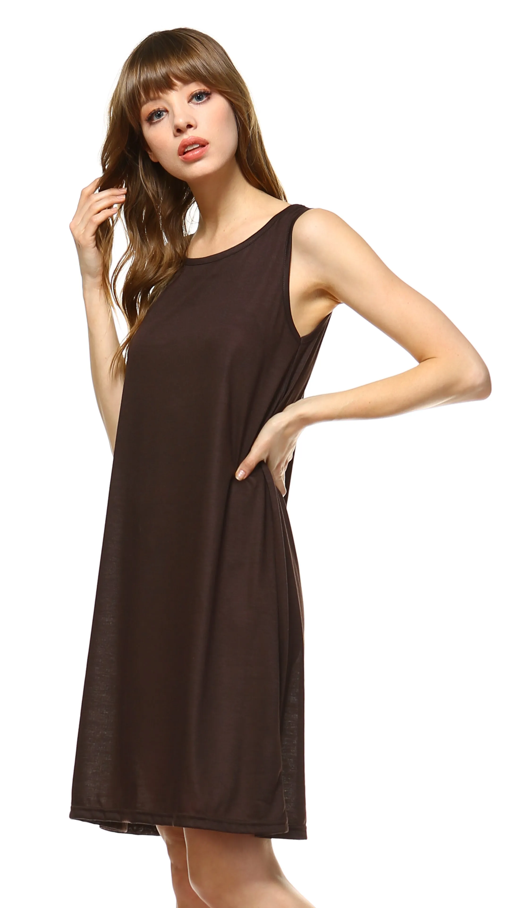 Basic Knit Tank Midi Length Full Slip Dress