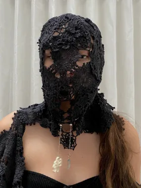 Black Crochet Lace Balaclava