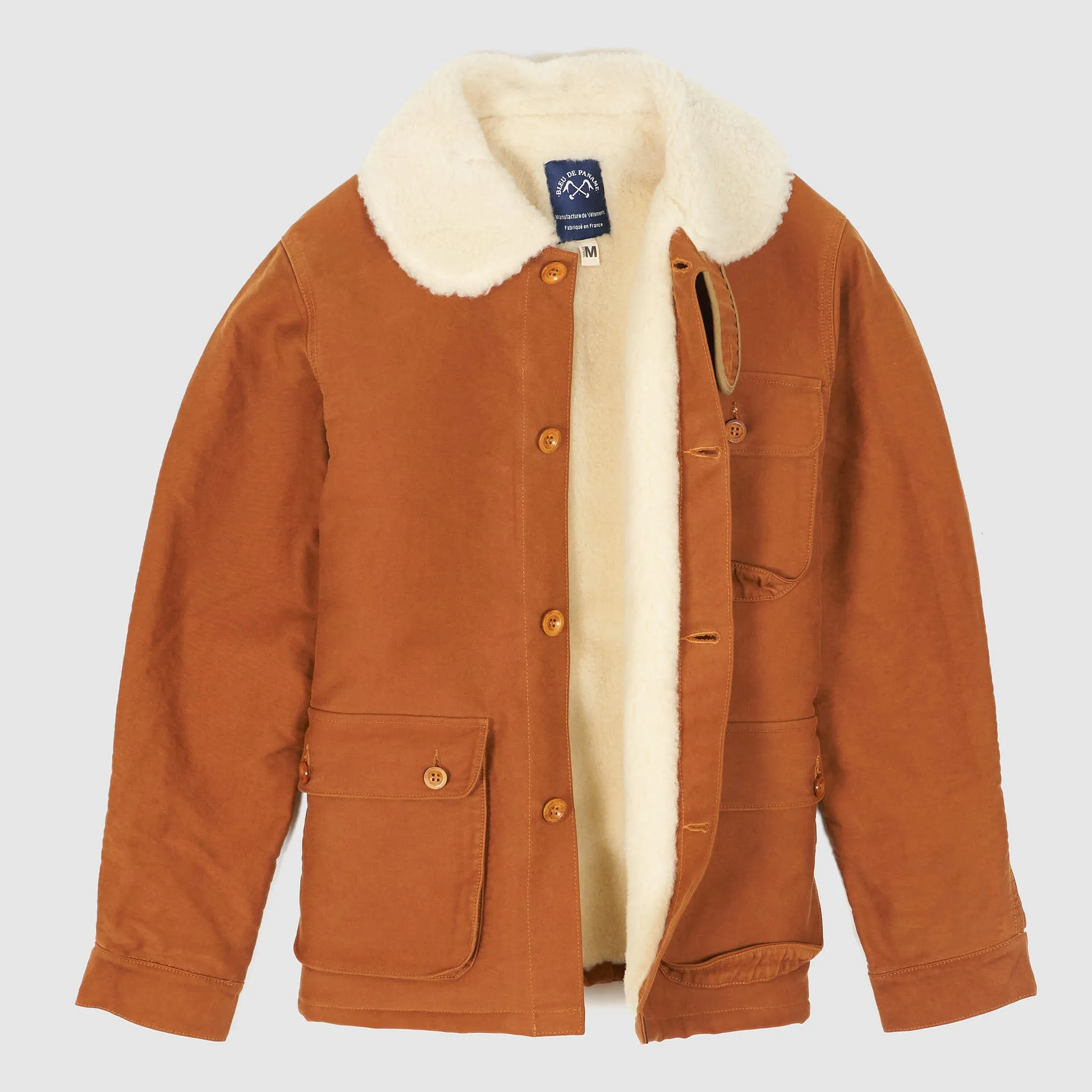 Bleu de Paname Canvas Work Jacket Shearling Lining