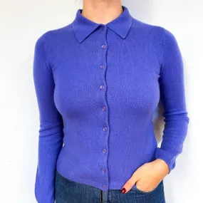 Bluebell Purple Cashmere Shirt Style Cardigan Small