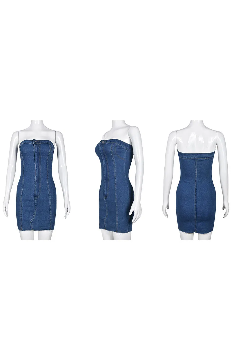 BM0160 Strapless Denim Dress