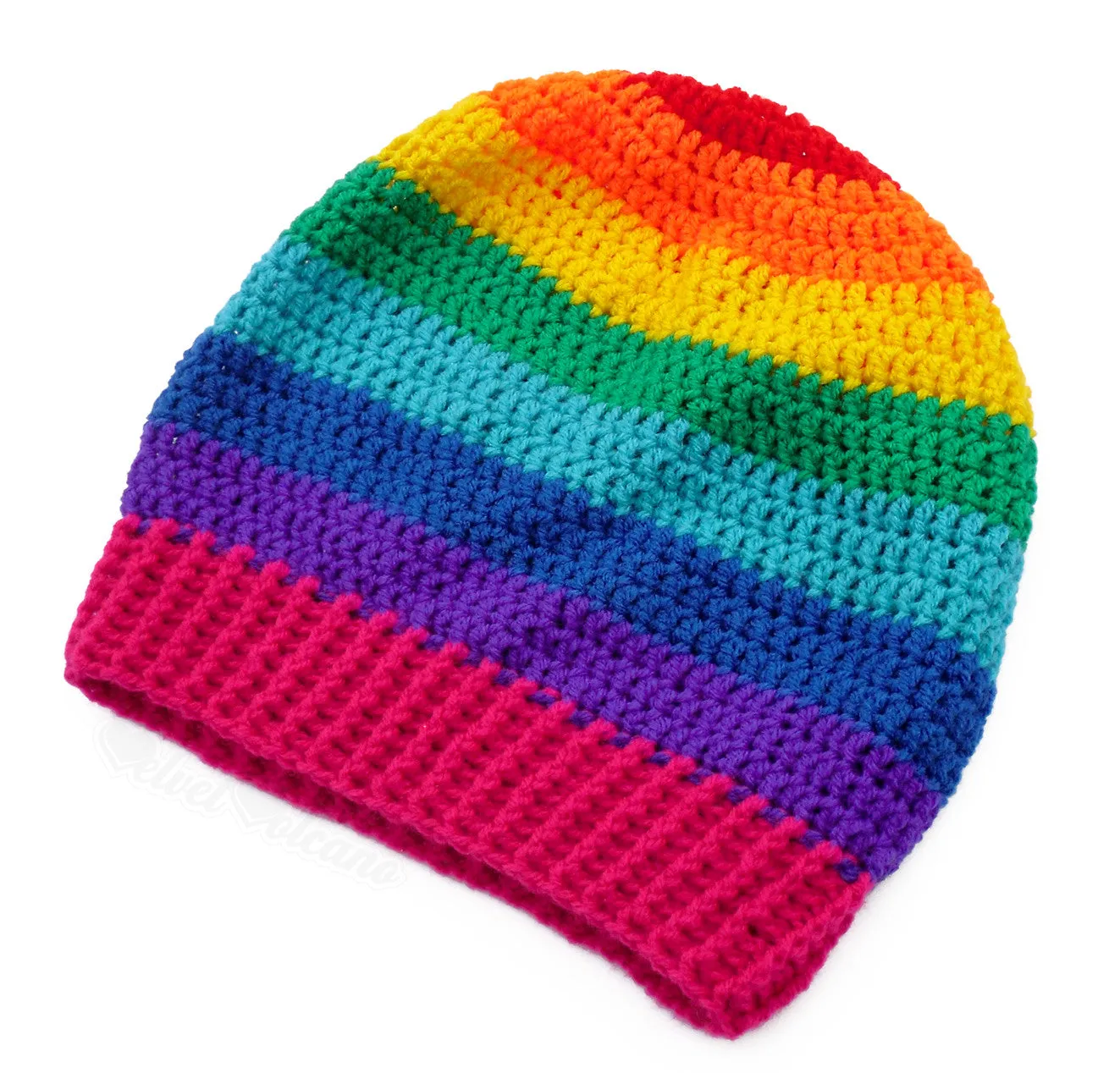 Bright Rainbow Striped Slouchy Beanie