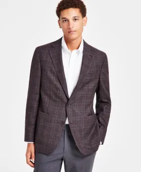 Brooks Brothers Mens Classic fit Sport Coat Blazer 48 L Brown / Burgundy Plaid