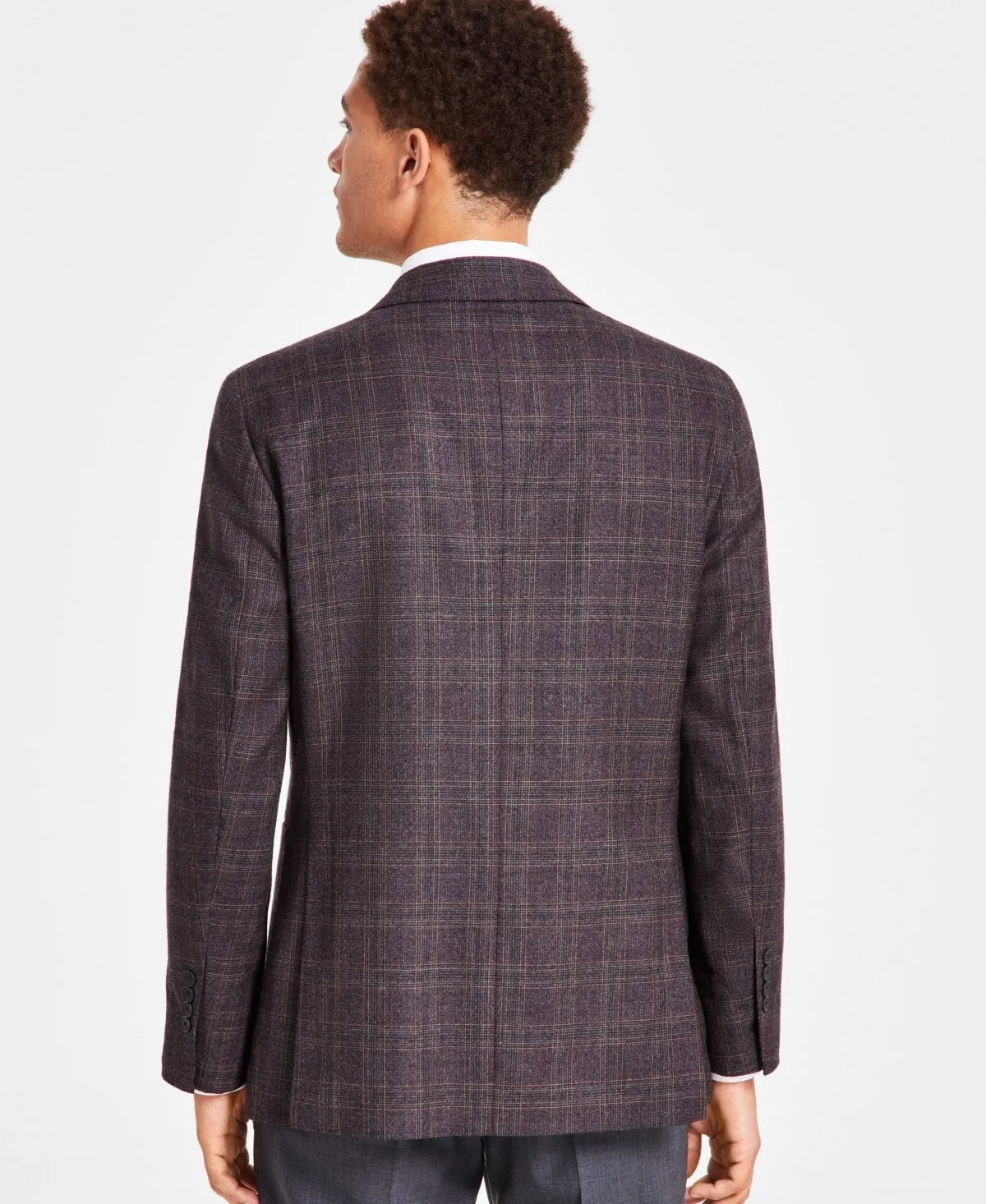 Brooks Brothers Mens Classic fit Sport Coat Blazer 48 L Brown / Burgundy Plaid