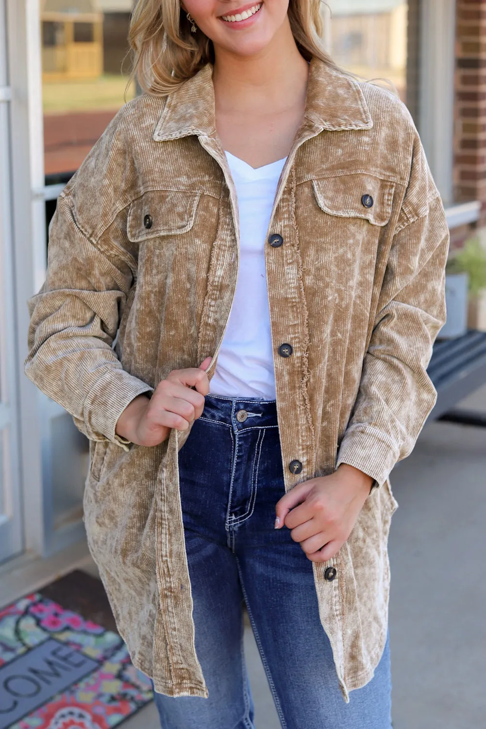 Brown Corduroy Shirt Jacket