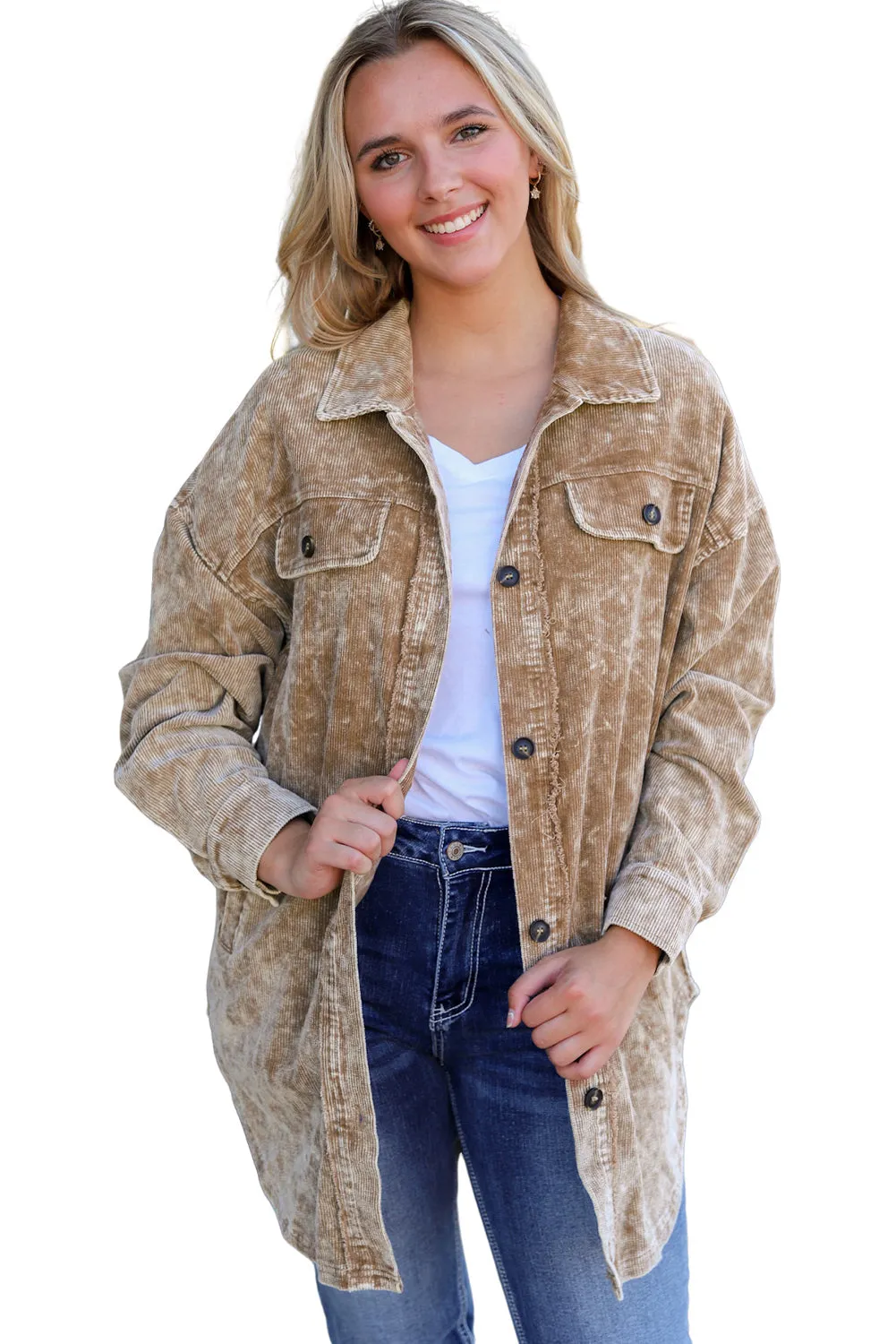 Brown Corduroy Shirt Jacket