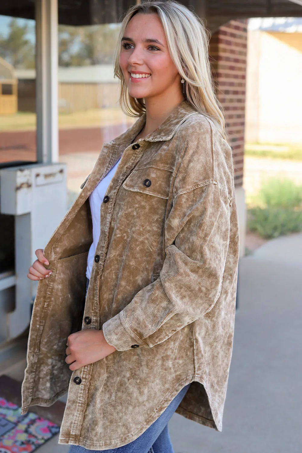 Brown Corduroy Shirt Jacket