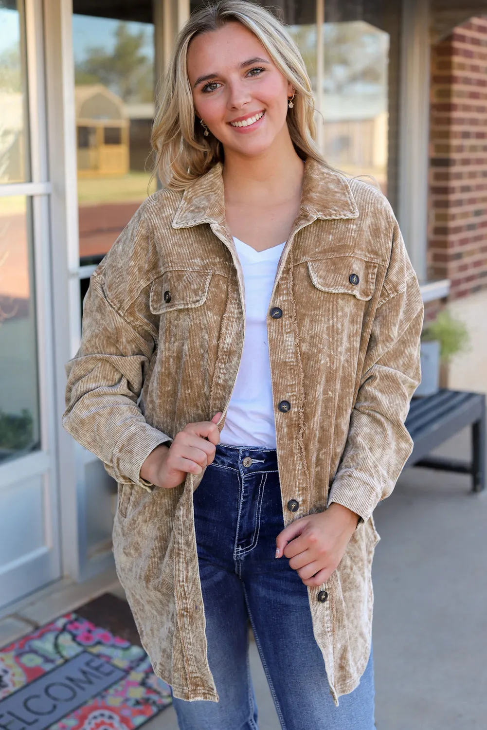Brown Corduroy Shirt Jacket