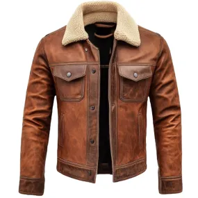Brown Shearling Jacket - Designed with Premium Leather | El Zoro