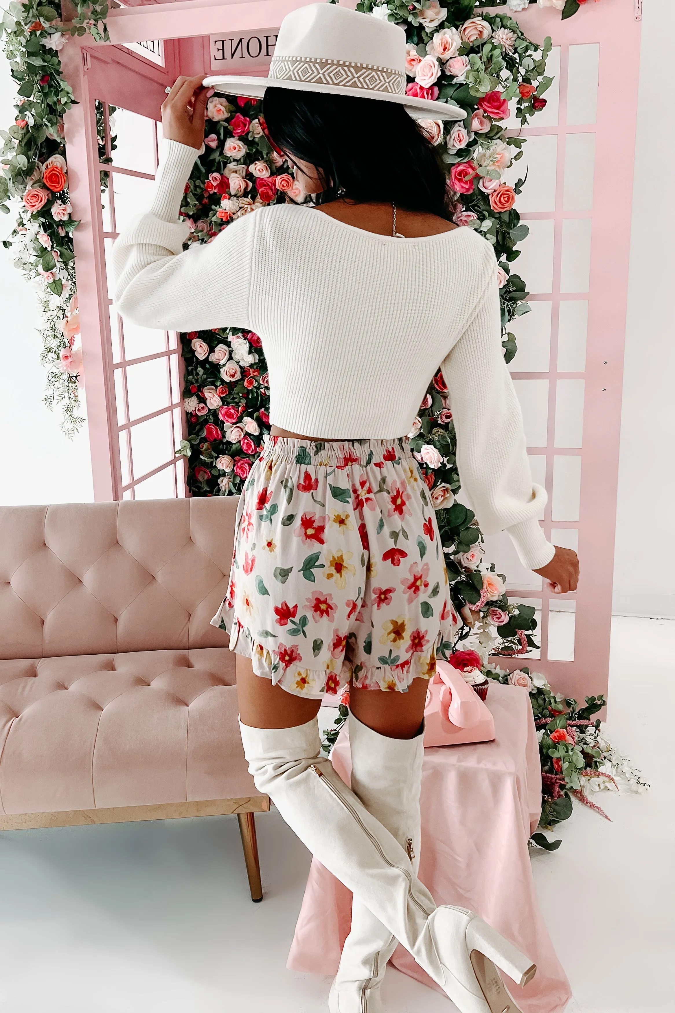 By The Way Twist-Front Cropped Sweater (Ivory)