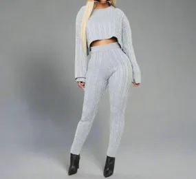 Cable Knit Crop Sweater Set