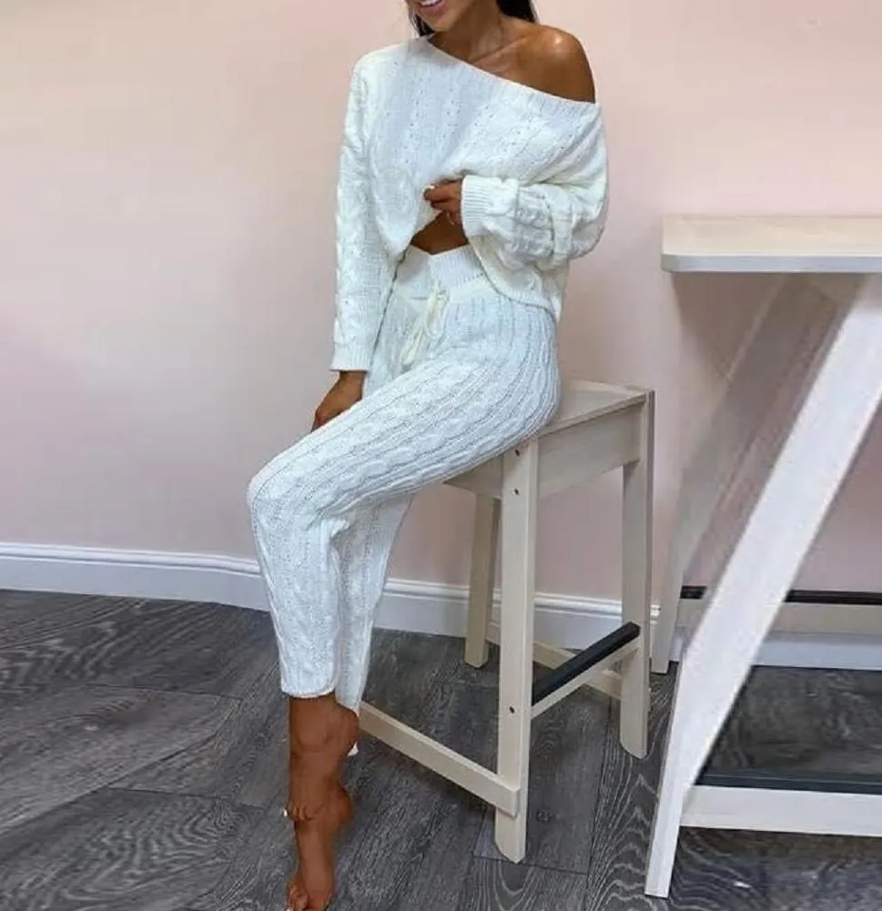 Cable Knit Crop Sweater Set
