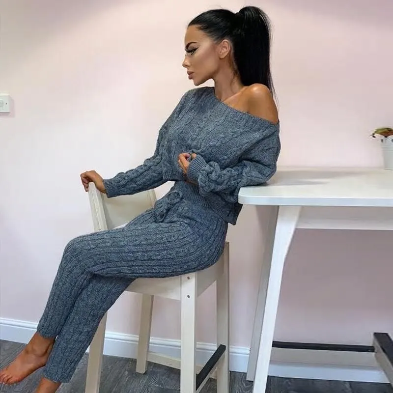 Cable Knit Crop Sweater Set