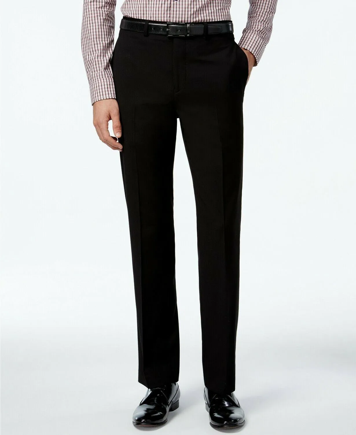 Calvin Klein Mens Slim fit Dress Pants 40 / 30 Black Solid Stretch