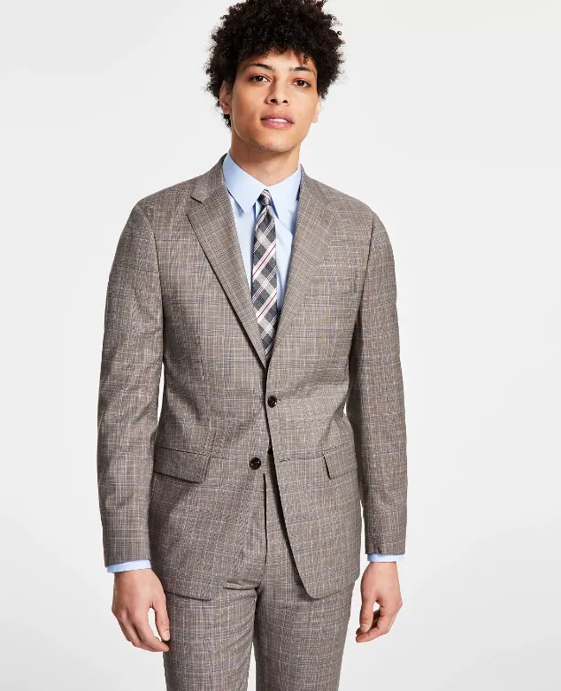 Calvin Klein Men's Slim Fit Wool Stretch Sport Coat Blazer Brown 36S