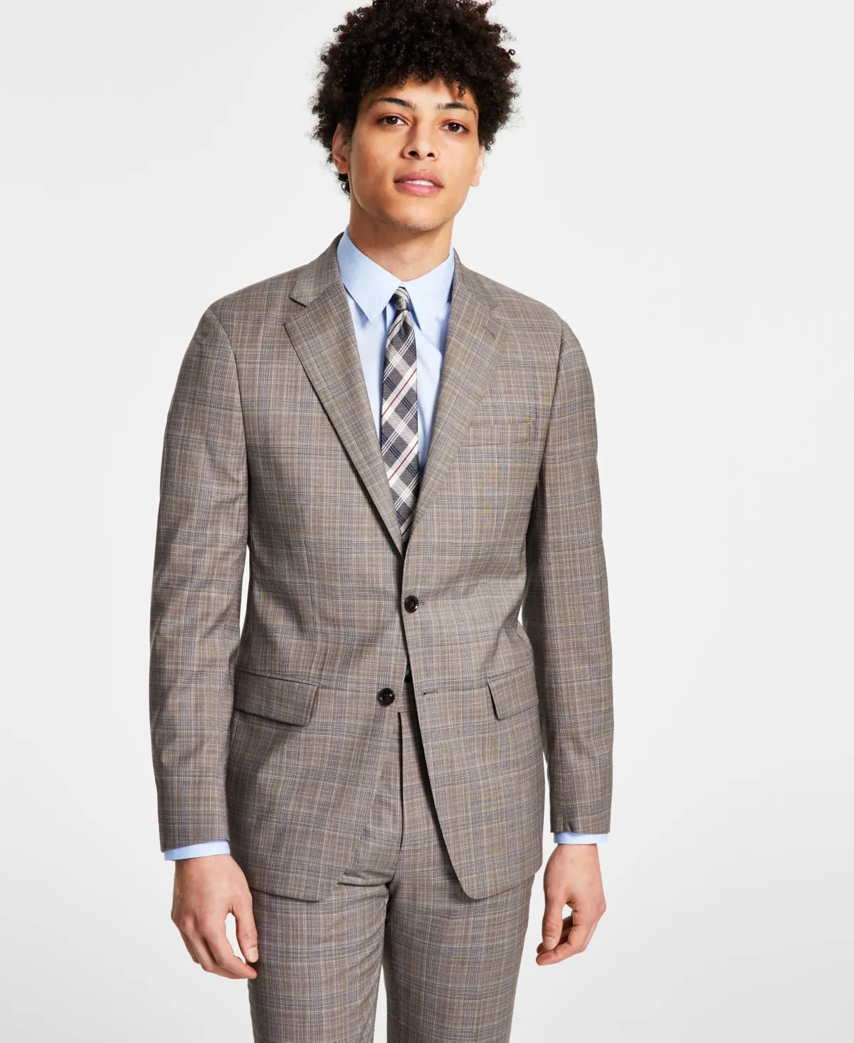 Calvin Klein Men's Slim Fit Wool Stretch Sport Coat Blazer Brown 36S