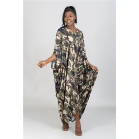 Camo Print Maxi Dress