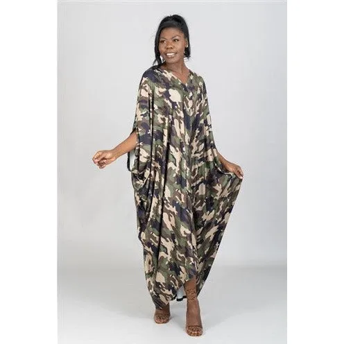 Camo Print Maxi Dress