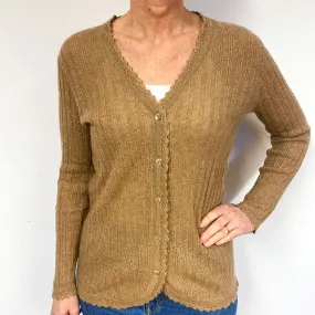Caramel Brown V-Neck Cashmere Cardigan Medium
