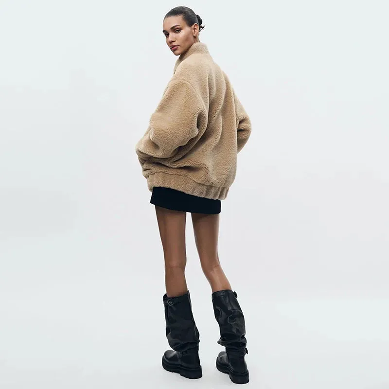 Chic Faux Teddy Bear Fur Coat