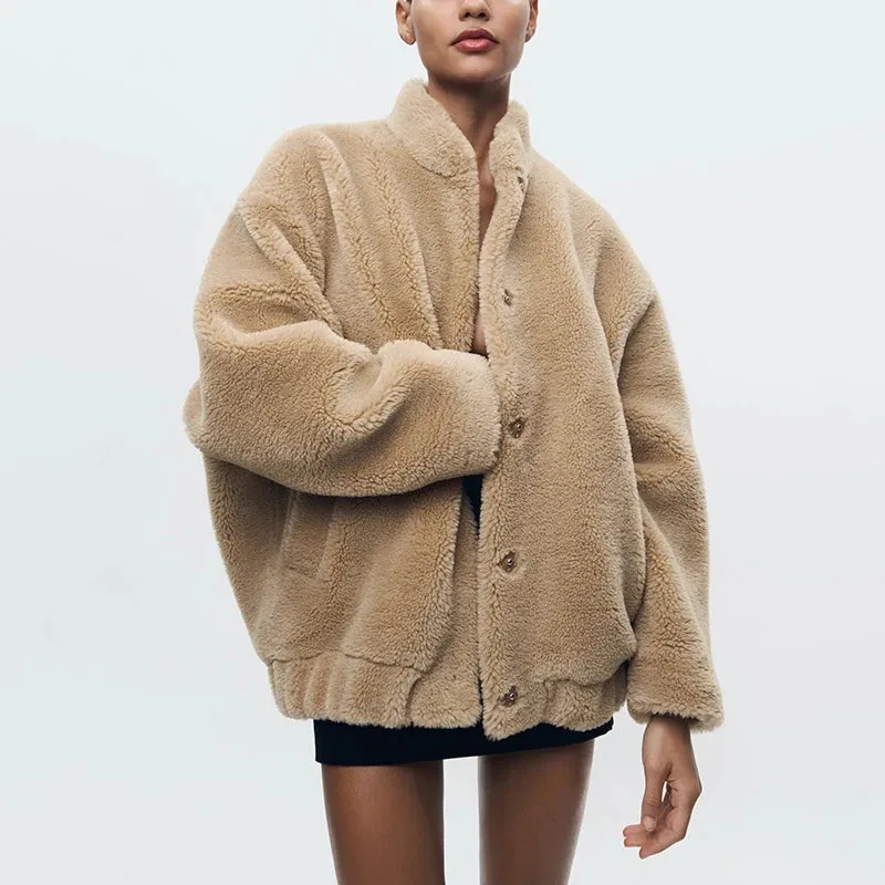 Chic Faux Teddy Bear Fur Coat