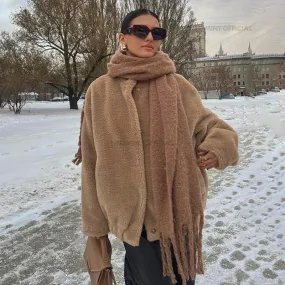 Chic Faux Teddy Bear Fur Coat