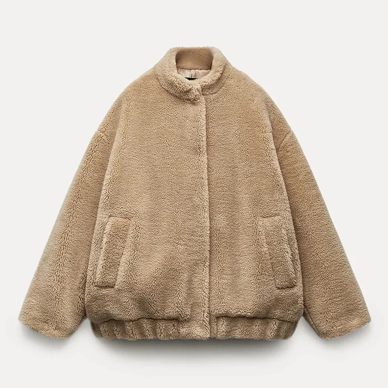 Chic Faux Teddy Bear Fur Coat