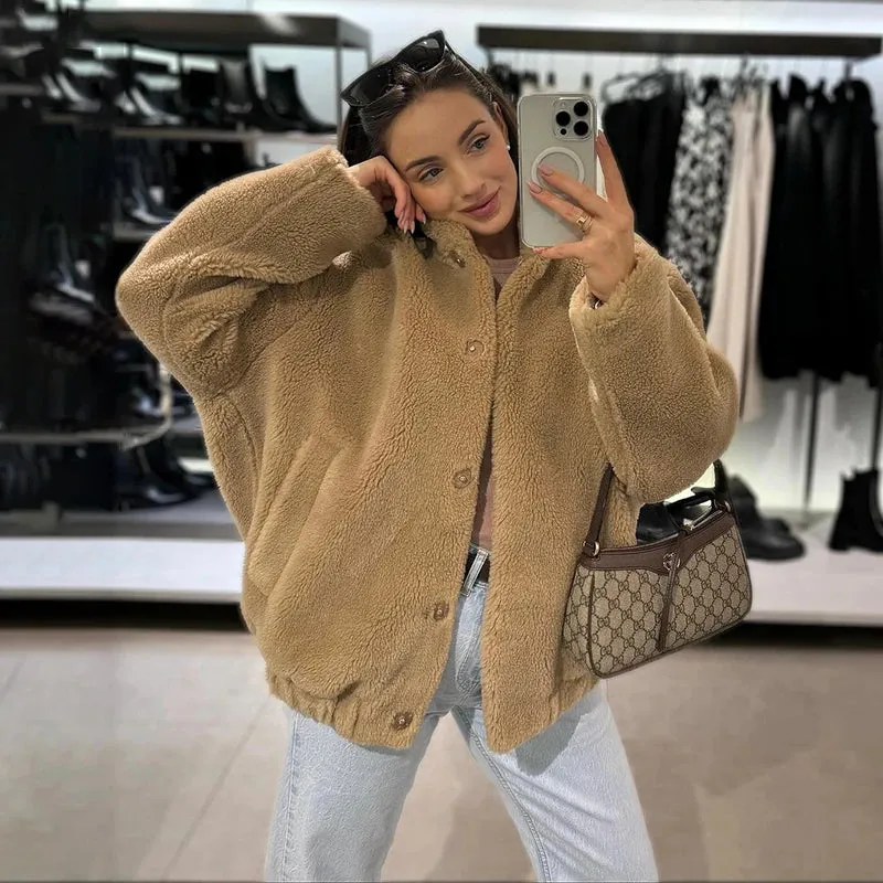Chic Faux Teddy Bear Fur Coat