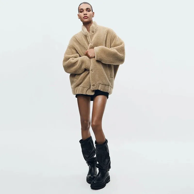 Chic Faux Teddy Bear Fur Coat