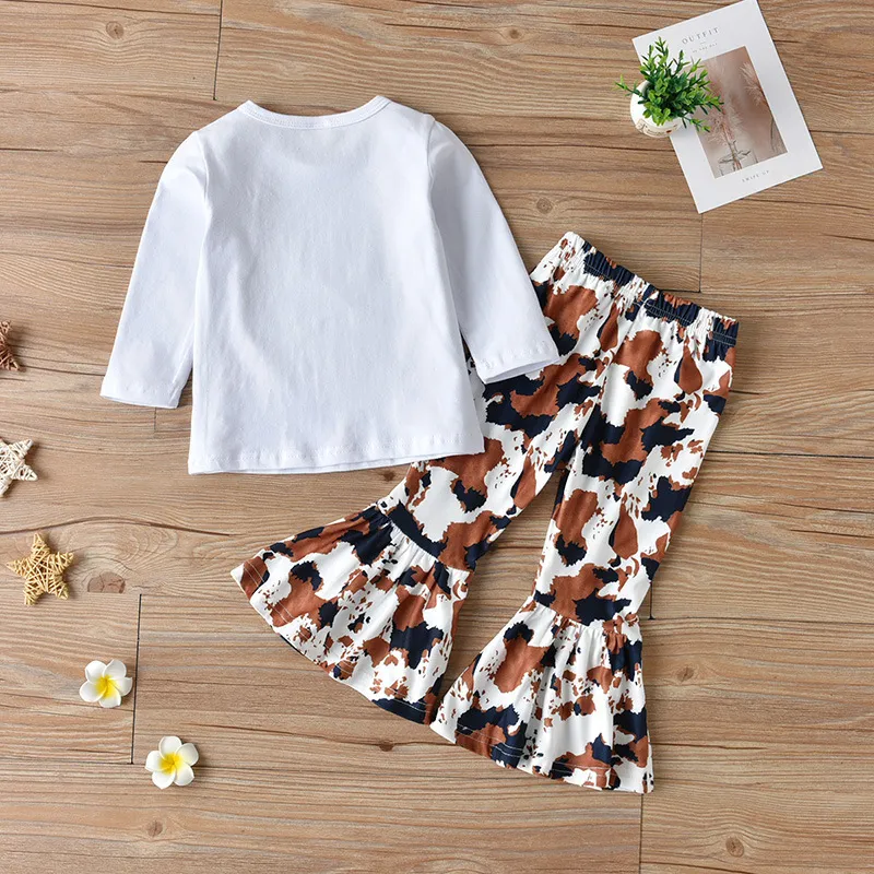 Cow Print Flared Pants Set
