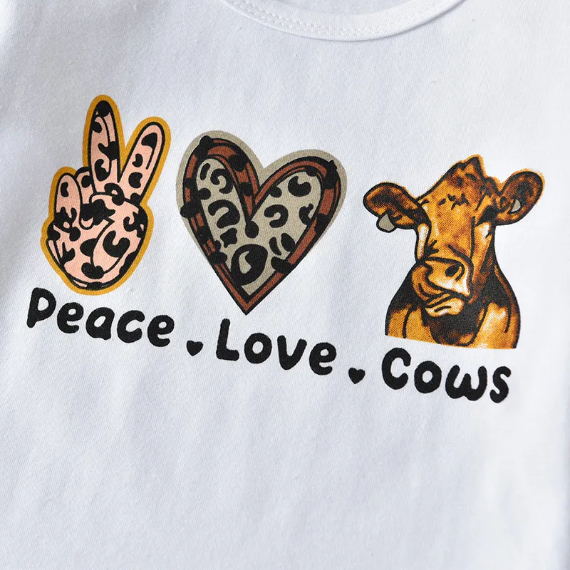 Cow Print Flared Pants Set